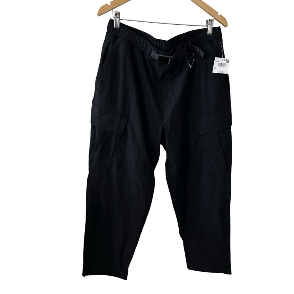 American Eagle Black Cargo Pants High Waisted Belted Utility Trousers L NWT